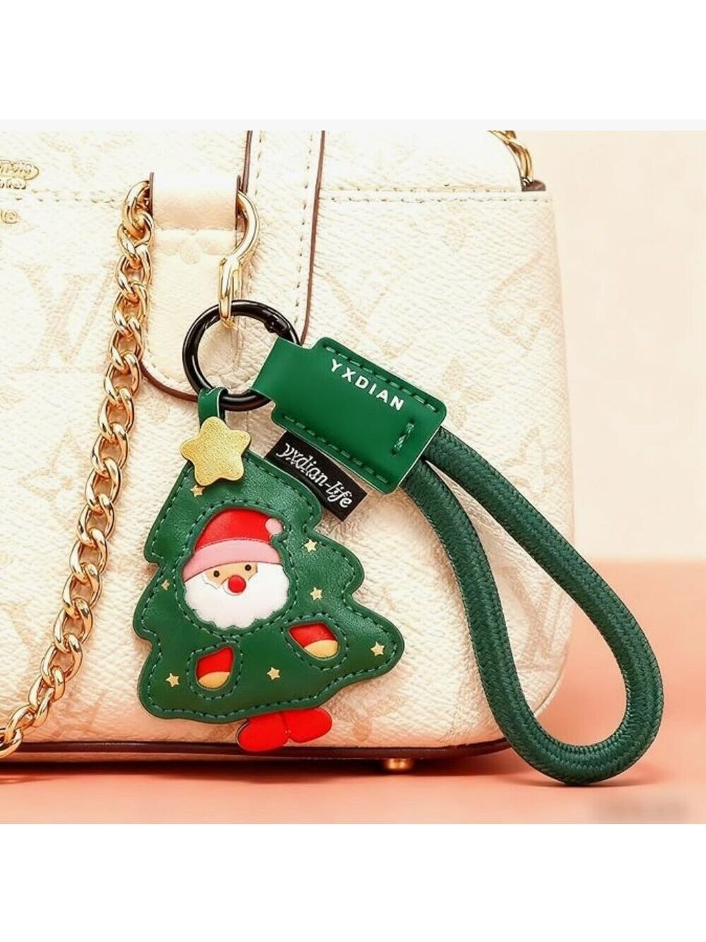 Cute Santa Claus Christmas tree purse charm keychain